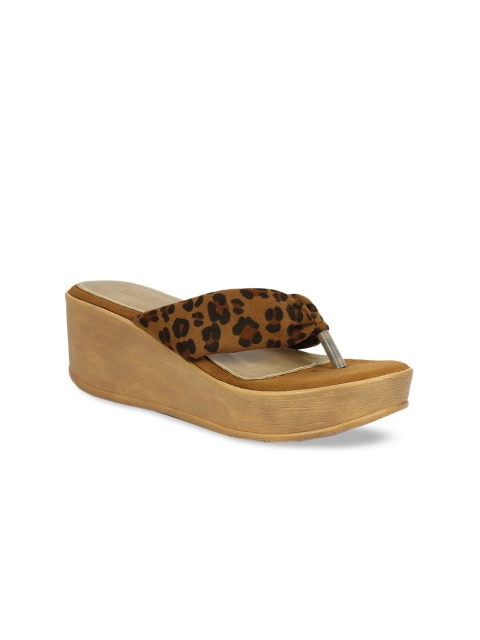 

Inc 5 Women Brown & Black Printed Wedges