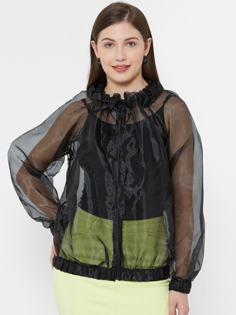 

bebe Women Black Solid Blouson Top
