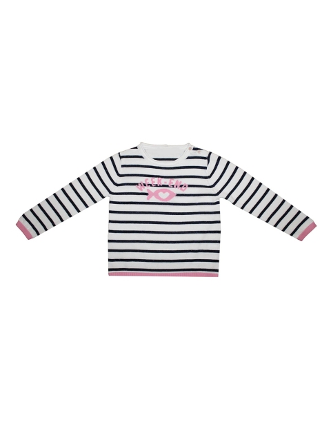 

Wildlinggs Girls White Striped Pullover Sweater