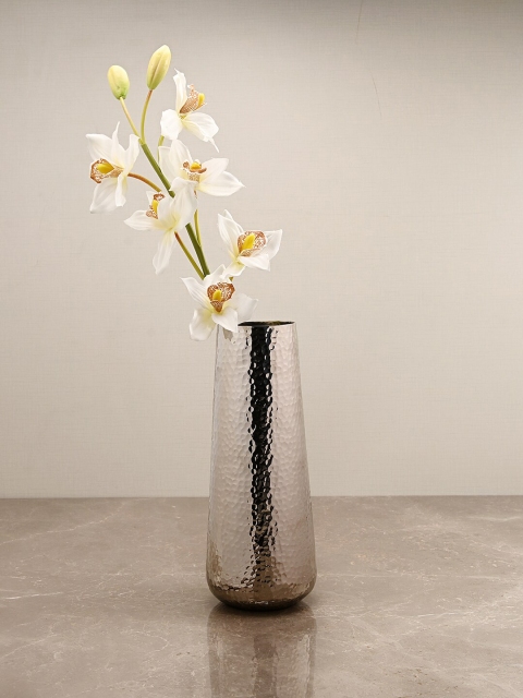 

Pure Home and Living Silver-Toned Large Hammered Decorative Flower Vase