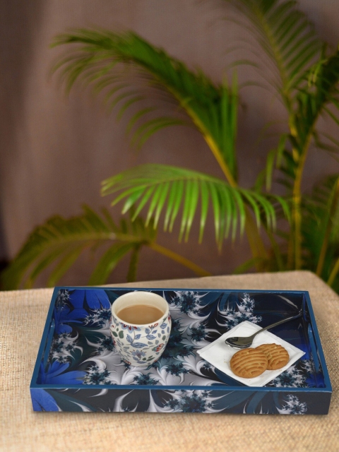 

StyleMyWay Blue & Grey Printed Decorative MDF Tray with Enamel Finish