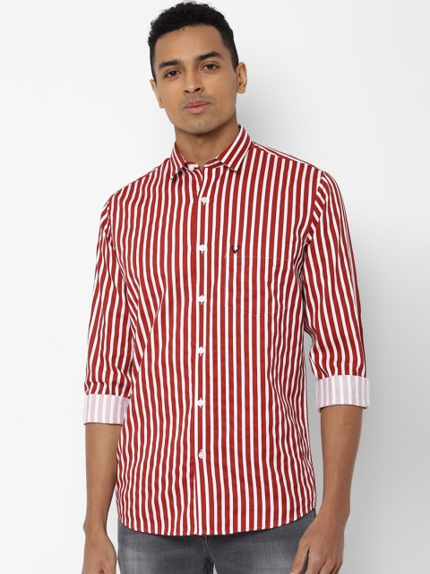 

Allen Solly Men Red & White Regular Fit Striped Casual Shirt