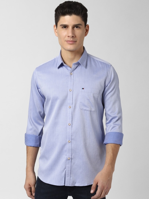 

Peter England Casuals Men Blue Regular Fit Self Design Casual Shirt