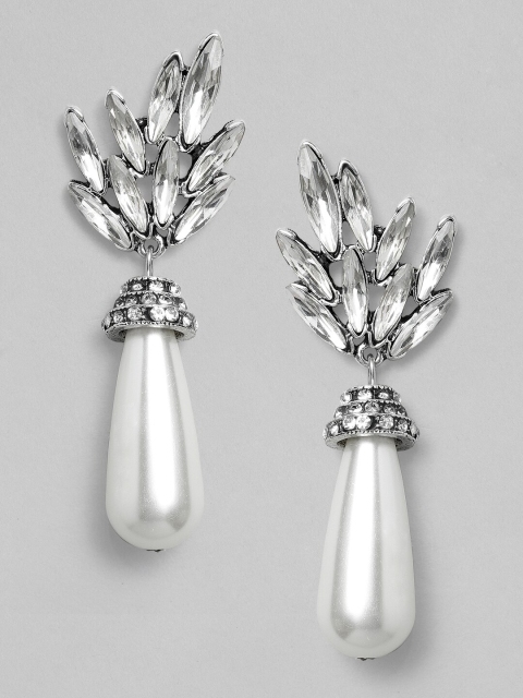 

TOKYO TALKIES X rubans FASHION ACCESSORIES Silver-Plated Leaf Shaped Drop Earrings