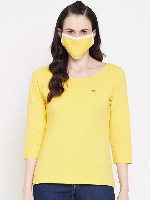 

Okane Women Yellow Solid Round Neck T-shirt