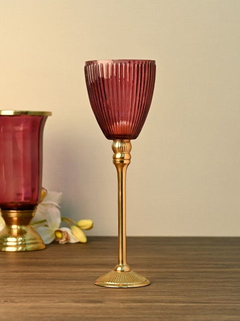 

Pure Home and Living Purple & Gold-Toned Ribbed Festive Votive Candle Holder