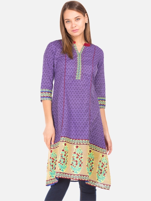 Karigari Women Purple Ethnic Motifs Kurta