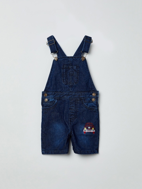 

max Boys Navy Blue Embroidered Denim Dungarees