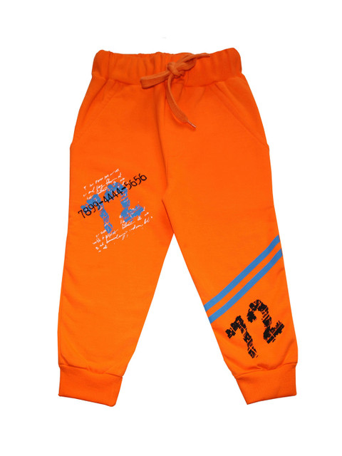 

KiddoPanti Boys Orange Printed Straight-Fit Joggers