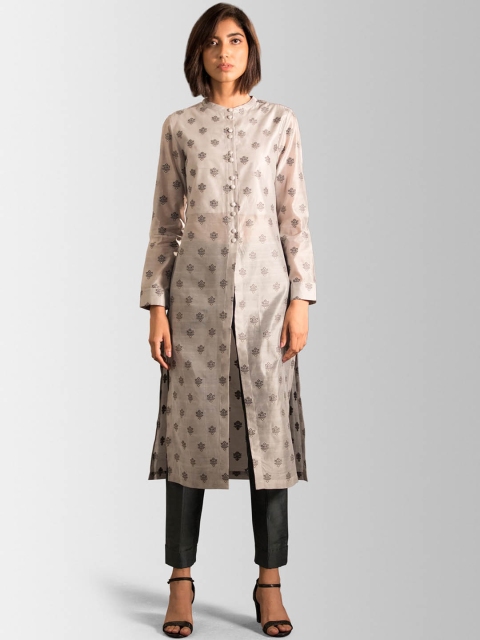 

FableStreet Women Grey Printed Tailored Jacket