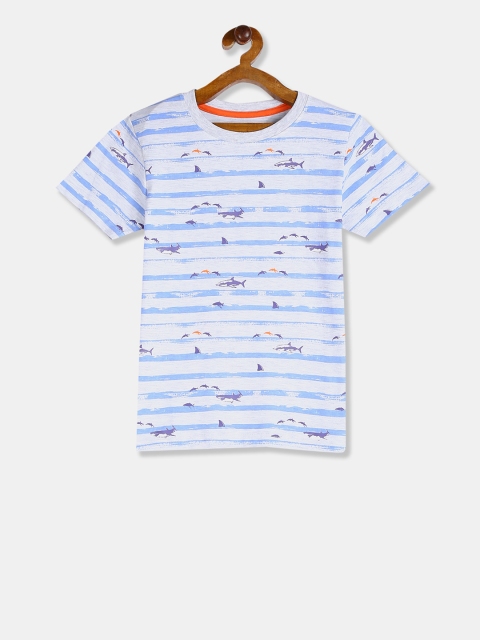 

Cherokee Boys Grey & Blue Striped Round Neck T-shirt