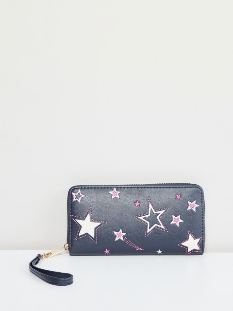 

max Women Blue Printed Zip Around Wallet