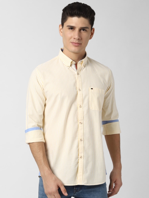 

Peter England Casuals Men Yellow & White Regular Fit Striped Casual Shirt