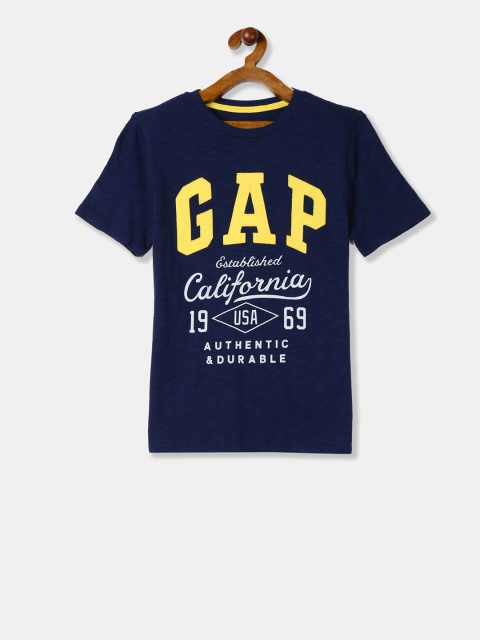 

GAP Boys Navy Blue Printed Round Neck T-shirt