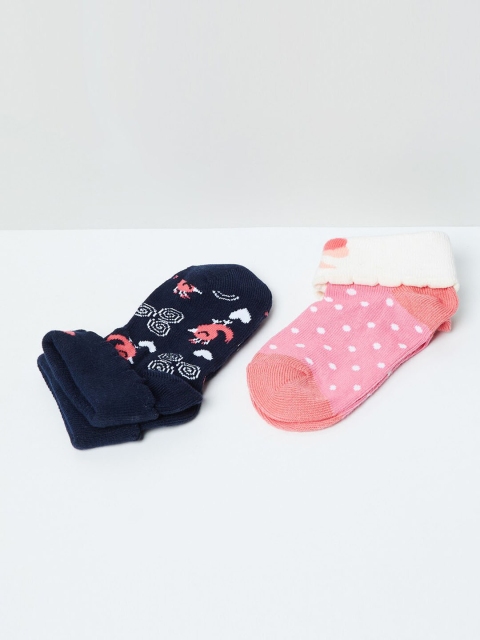 max Girls Pack of 2 Patterned Ankle-Length Socks, Pink