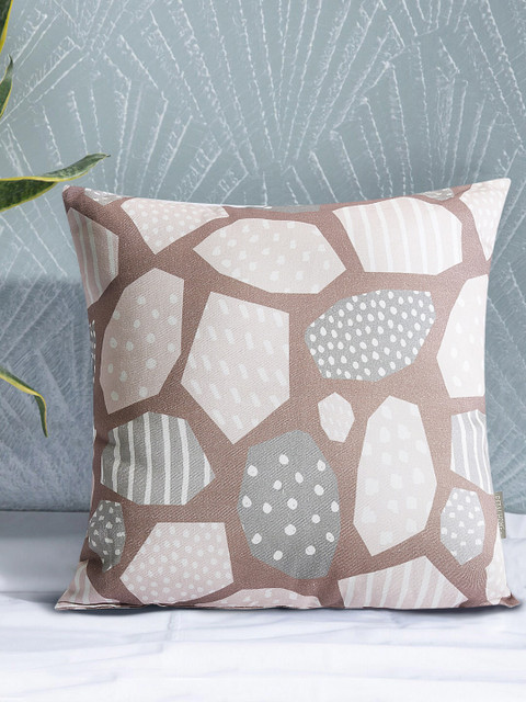 

PETAL HOME Brown & Pink Single Geometric Square Cushion Cover