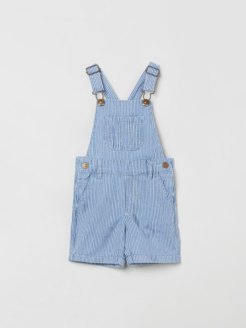 

max Unisex Kids Blue & White Striped Slim-Fit Dungarees