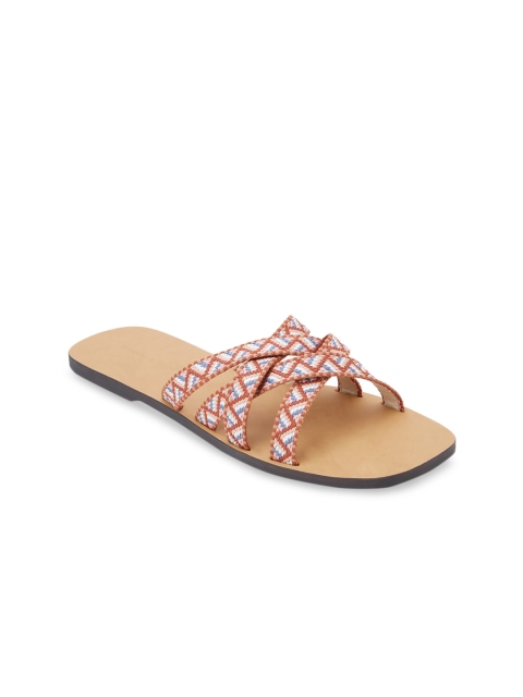 

CHARLES & KEITH Women Nude-Coloured Textured Open Toe Flats