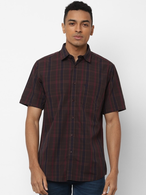 

Allen Solly Men Brown & Navy Blue Regular Fit Checked Casual Shirt