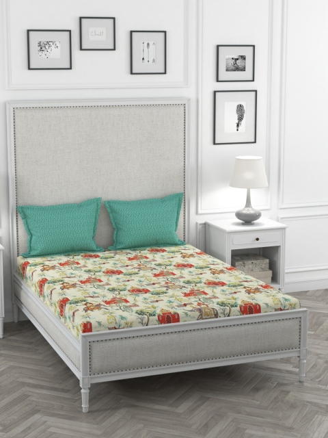 

Portico New York Multicoloured Floral 144 TC Cotton 1 King Bedsheet with 2 Pillow Covers, Multi