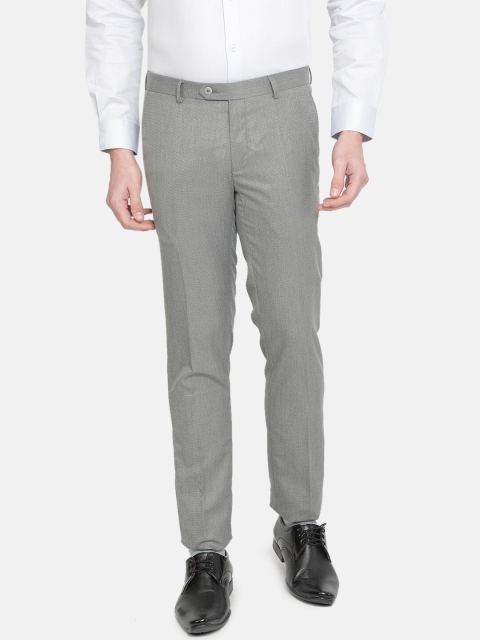 

J Hampstead Men Grey Regular Fit Solid Formal Trousers