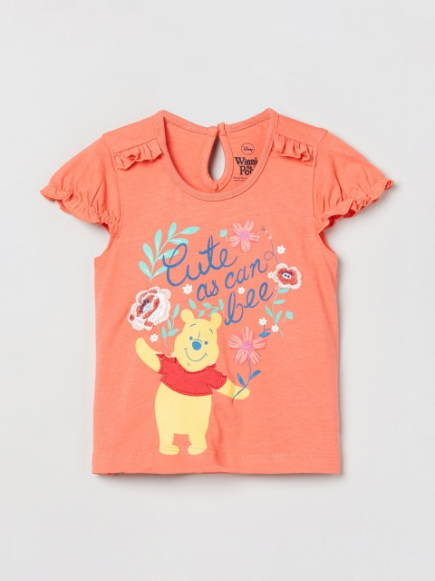 

max Girls Orange & Yellow Winnie The Pooh Printed Top