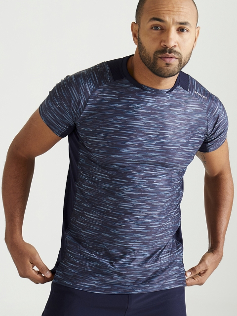 

Domyos by Decathlon Men Navy Blue Micro Mesh Slim-Fit Gym T-shirt