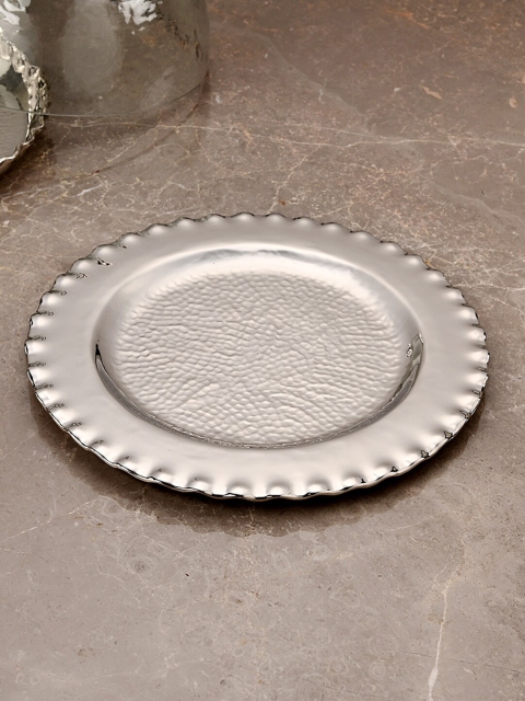 

Pure Home and Living Silver-Toned Metal Decorative Charger Plate