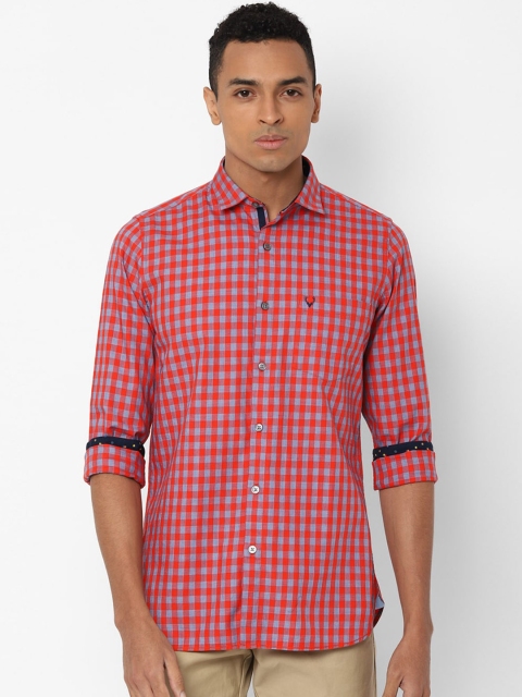 

Allen Solly Men Red & Blue Slim Fit Checked Casual Shirt