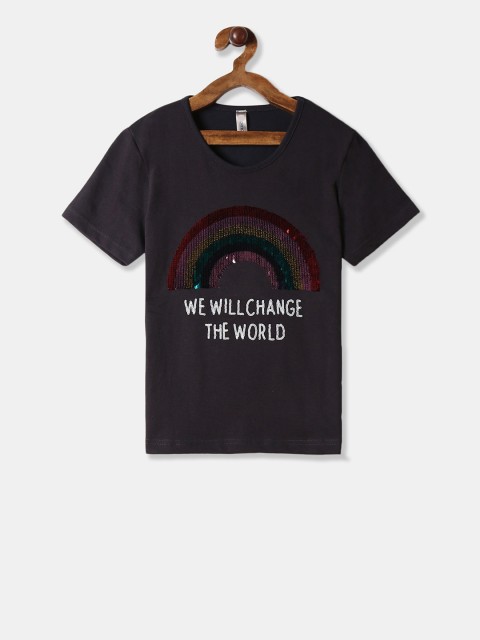 

Cherokee Girls Black Printed Round Neck T-shirt