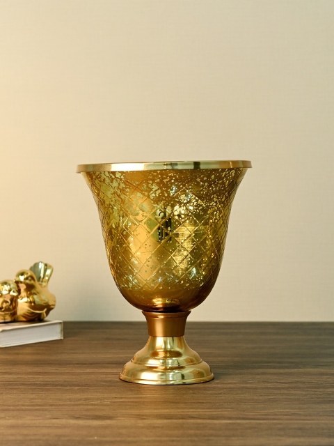 

Pure Home and Living Gold-Toned Diamond Cut Hurricane Candle Holder