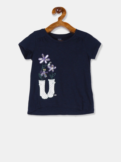 

GAP Toddler Girl Navy Short Sleeve Applique T-Shirt, Blue