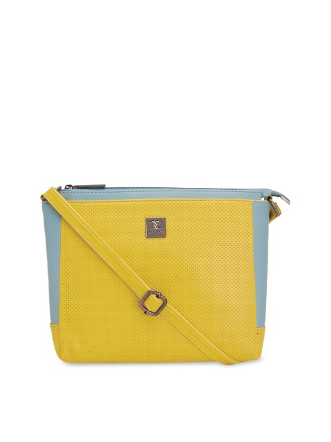 

ESBEDA Yellow & Sea Green Colourblocked Sling Bag