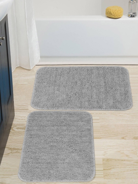 

Saral Home Set Of 2 Grey Solid Microfiber Bath Rugs