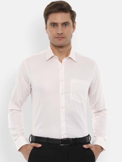 

Van Heusen Men Cream-Coloured Slim Fit Self Design Formal Shirt