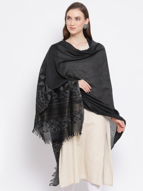 

SHINGORA Women Black Woven Design Sustainable Shawl