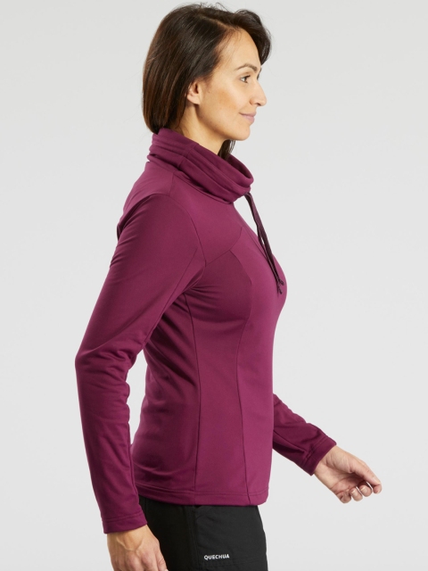 

Quechua By Decathlon Women Burgundy Solid Turtle Neck T-shirt