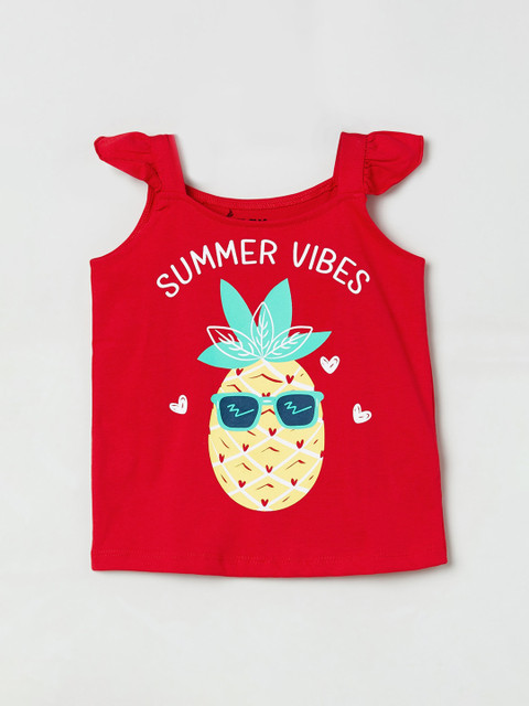 

max Girls Red Printed Knitted Top
