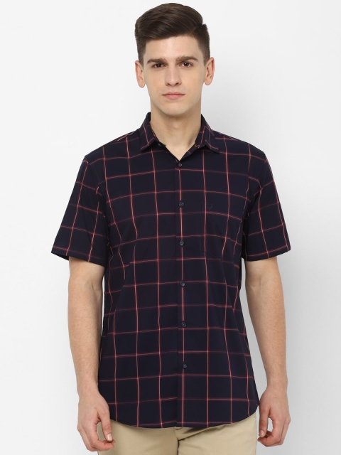 

Allen Solly Men Navy Blue & Red Slim Fit Checked Casual Shirt