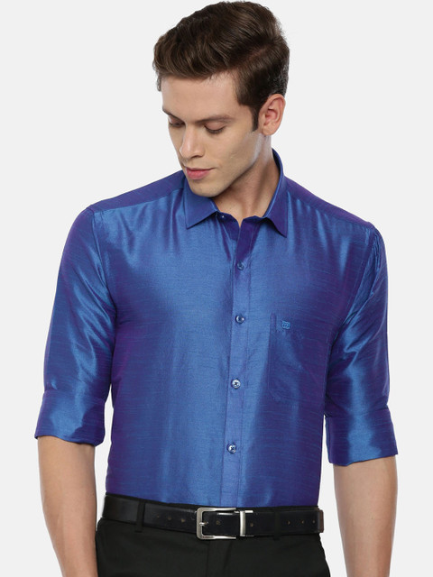 

ARISER Men Blue Regular Fit Solid Party Shirt