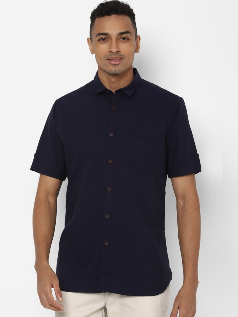

Allen Solly Men Navy Blue Regular Fit Solid Casual Shirt