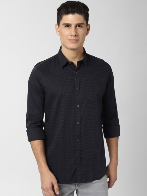 

Peter England Casuals Men Black Slim Fit Self Design Casual Shirt