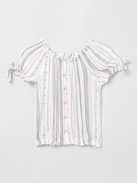 

max Girls White Striped Top