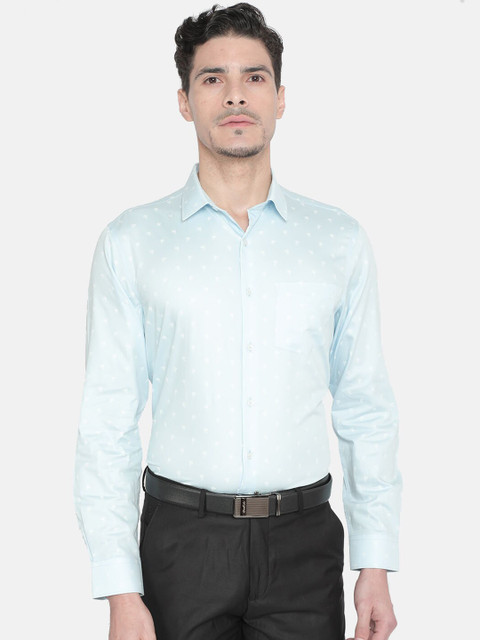 

J Hampstead Men Blue & White Slim Fit Printed Formal Shirt