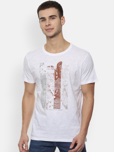 

Louis Philippe Jeans Men White Printed Round Neck T-shirt