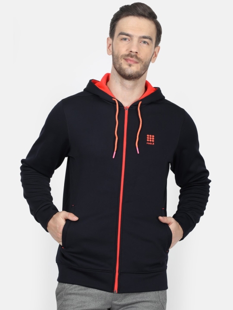 

rock.it Men Navy Blue Solid Hooded Sweatshirt
