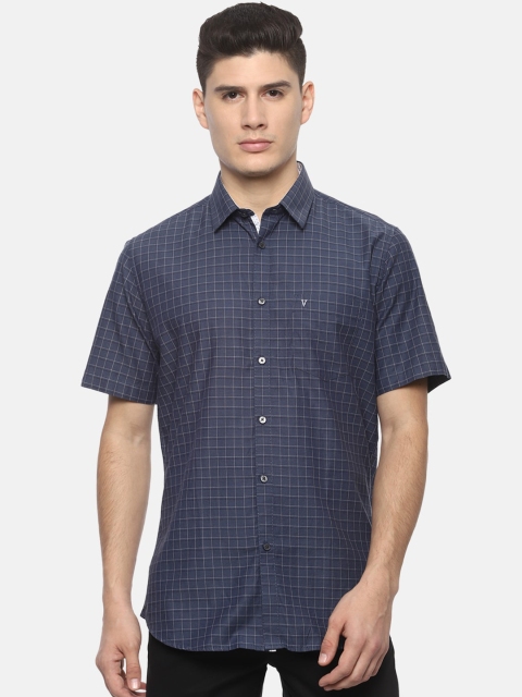 

Van Heusen Sport Men Navy Blue Slim Fit Checked Casual Shirt