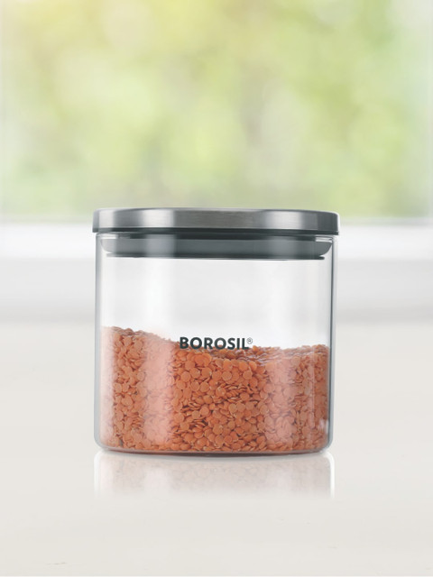 

BOROSIL Set of 3 Transparent Borosilicate Glass Classic Wide Jar Containers 900 ML