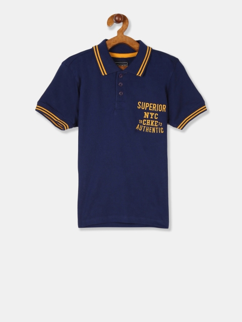 

Cherokee Boys Blue & Yellow Printed Polo Collar T-shirt
