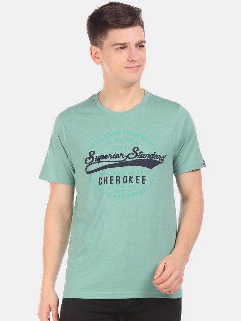 

Cherokee Men Green Printed Round Neck T-shirt